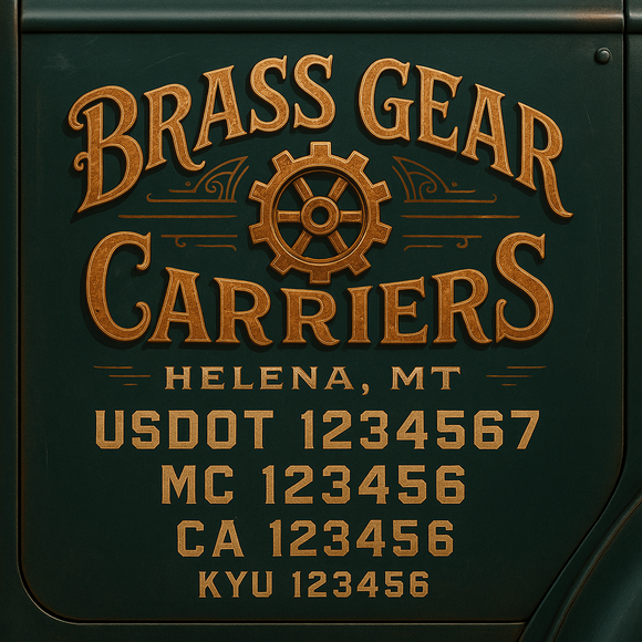 Custom Designed Truck Door Decal With Company or Trucking Name, Location, USDOT, MC, CA, KYU or GVW Sticker Sign For Compliance (2-Pack)