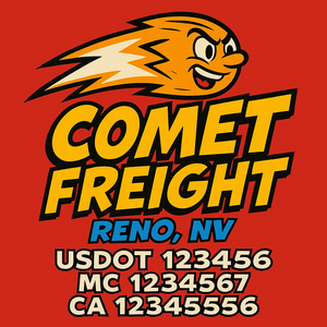 Custom Designed Truck Door Decal With Company or Trucking Name, Location, USDOT, MC, CA, KYU or GVW Sticker Sign For Compliance (2-Pack)