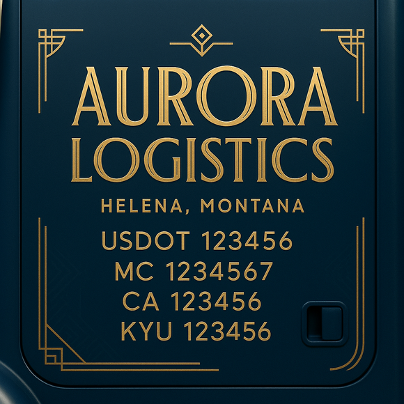 Custom Designed Truck Door Decal With Company or Trucking Name, Location, USDOT, MC, CA, KYU or GVW Sticker Sign For Compliance (2-Pack)
