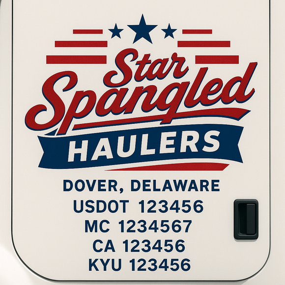 Custom Designed Truck Door Decal With Company or Trucking Name, Location, USDOT, MC, CA, KYU or GVW Sticker Sign For Compliance (2-Pack)
