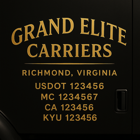 Custom Designed Truck Door Decal With Company or Trucking Name, Location, USDOT, MC, CA, KYU or GVW Sticker Sign For Compliance (2-Pack)