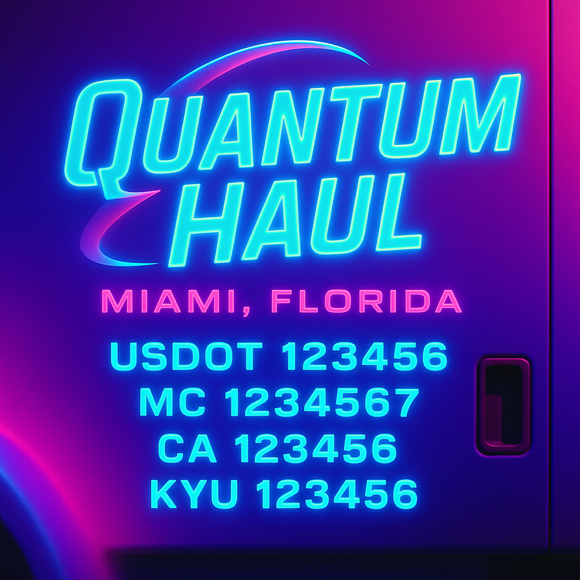 Custom Designed Truck Door Decal With Company or Trucking Name, Location, USDOT, MC, CA, KYU or GVW Sticker Sign For Compliance (2-Pack)