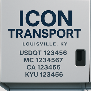 Custom Designed Truck Door Decal With Company or Trucking Name, Location, USDOT, MC, CA, KYU or GVW Sticker Sign For Compliance (2-Pack)