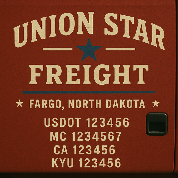 Custom Designed Truck Door Decal With Company or Trucking Name, Location, USDOT, MC, CA, KYU or GVW Sticker Sign For Compliance (2-Pack)
