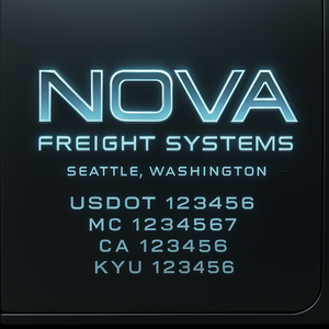 Custom Designed Truck Door Decal With Company or Trucking Name, Location, USDOT, MC, CA, KYU or GVW Sticker Sign For Compliance (2-Pack)