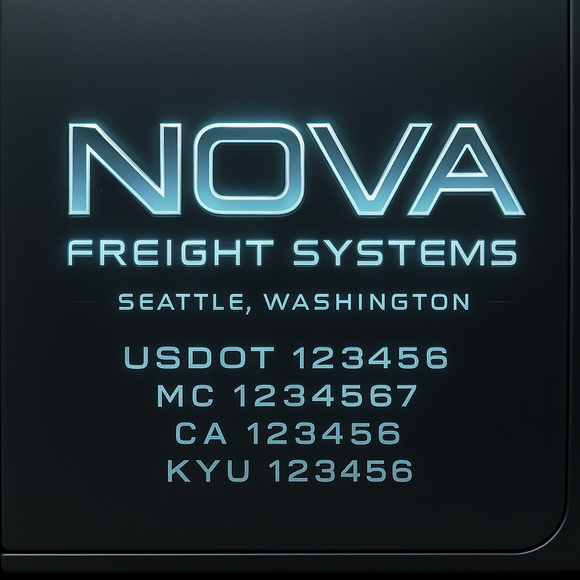 Custom Designed Truck Door Decal With Company or Trucking Name, Location, USDOT, MC, CA, KYU or GVW Sticker Sign For Compliance (2-Pack)