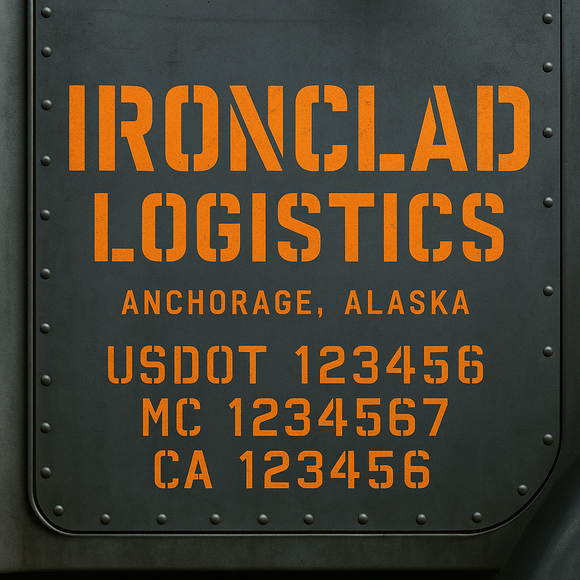 Custom Designed Truck Door Decal With Company or Trucking Name, Location, USDOT, MC, CA, KYU or GVW Sticker Sign For Compliance (2-Pack)