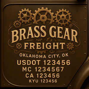 Custom Designed Truck Door Decal With Company or Trucking Name, Location, USDOT, MC, CA, KYU or GVW Sticker Sign For Compliance (2-Pack)