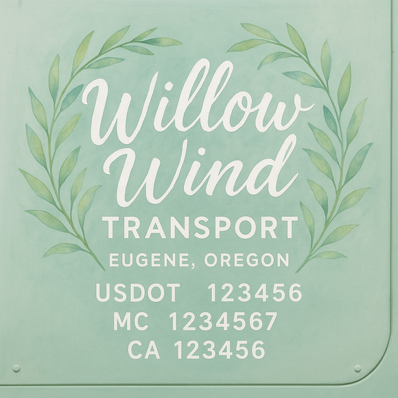 Custom Designed Truck Door Decal With Company or Trucking Name, Location, USDOT, MC, CA, KYU or GVW Sticker Sign For Compliance (2-Pack)