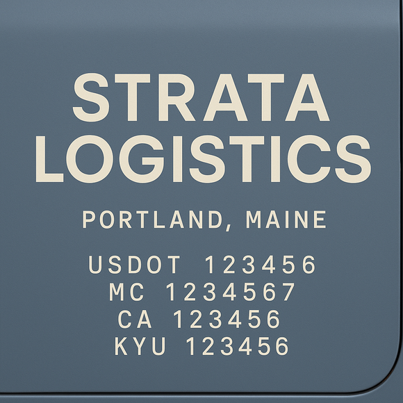 Custom Designed Truck Door Decal With Company or Trucking Name, Location, USDOT, MC, CA, KYU or GVW Sticker Sign For Compliance (2-Pack)