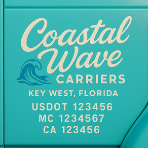 Custom Designed Truck Door Decal With Company or Trucking Name, Location, USDOT, MC, CA, KYU or GVW Sticker Sign For Compliance (2-Pack)