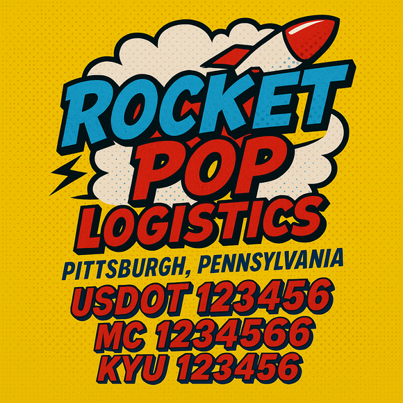 Custom Designed Truck Door Decal With Company or Trucking Name, Location, USDOT, MC, CA, KYU or GVW Sticker Sign For Compliance (2-Pack)
