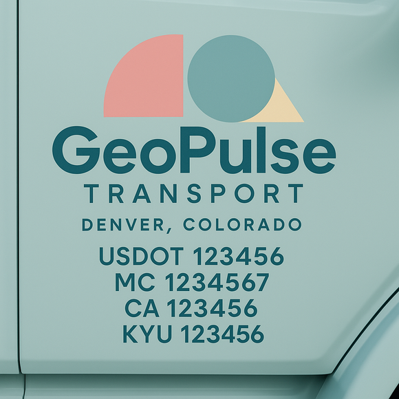 Custom Designed Truck Door Decal With Company or Trucking Name, Location, USDOT, MC, CA, KYU or GVW Sticker Sign For Compliance (2-Pack)