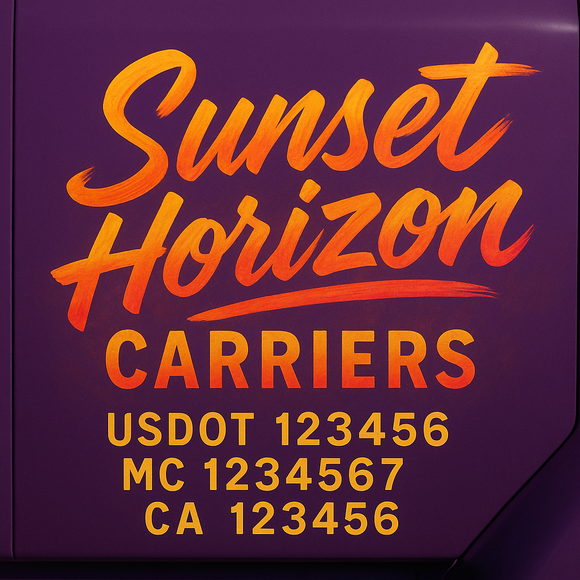 Custom Designed Truck Door Decal With Company or Trucking Name, Location, USDOT, MC, CA, KYU or GVW Sticker Sign For Compliance (2-Pack)
