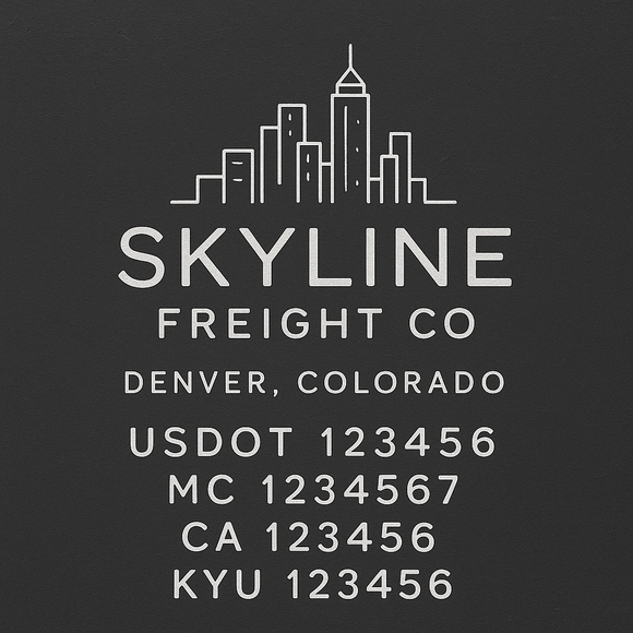 Custom Designed Truck Door Decal With Company or Trucking Name, Location, USDOT, MC, CA, KYU or GVW Sticker Sign For Compliance (2-Pack)