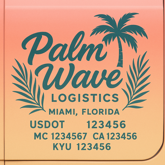 Custom Designed Truck Door Decal With Company or Trucking Name, Location, USDOT, MC, CA, KYU or GVW Sticker Sign For Compliance (2-Pack)