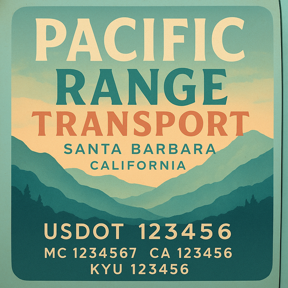 Custom Designed Truck Door Decal With Company or Trucking Name, Location, USDOT, MC, CA, KYU or GVW Sticker Sign For Compliance (2-Pack)