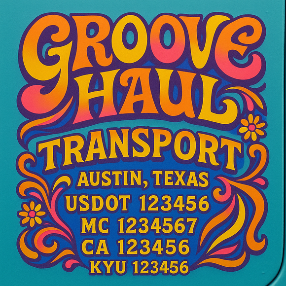 Custom Designed Truck Door Decal With Company or Trucking Name, Location, USDOT, MC, CA, KYU or GVW Sticker Sign For Compliance (2-Pack)