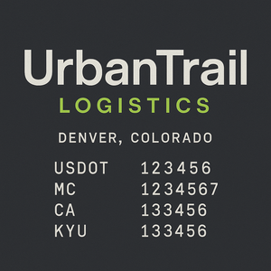 Custom Designed Truck Door Decal With Company or Trucking Name, Location, USDOT, MC, CA, KYU or GVW Sticker Sign For Compliance (2-Pack)