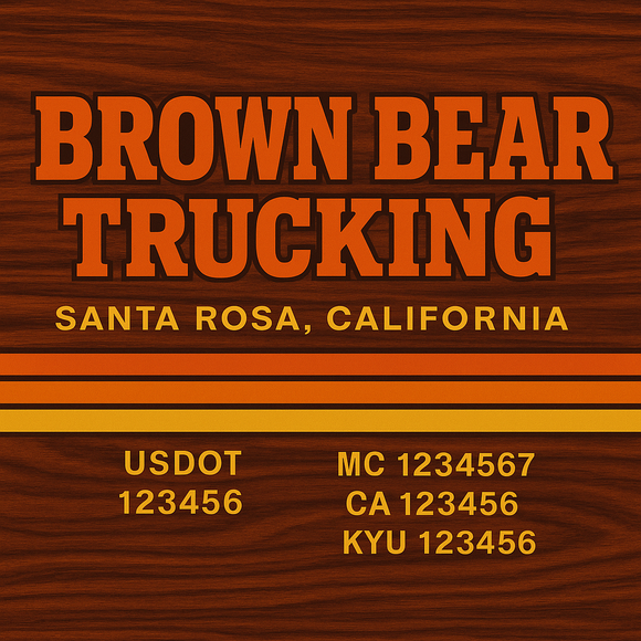 Custom Designed Truck Door Decal With Company or Trucking Name, Location, USDOT, MC, CA, KYU or GVW Sticker Sign For Compliance (2-Pack)