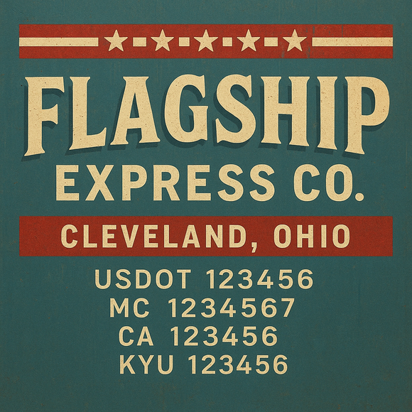 Custom Designed Truck Door Decal With Company or Trucking Name, Location, USDOT, MC, CA, KYU or GVW Sticker Sign For Compliance (2-Pack)