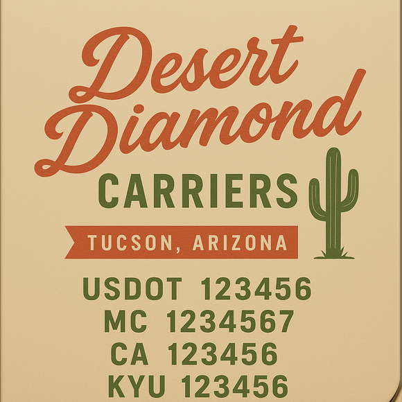 Custom Designed Truck Door Decal With Company or Trucking Name, Location, USDOT, MC, CA, KYU or GVW Sticker Sign For Compliance (2-Pack)