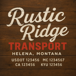 Custom Designed Truck Door Decal With Company or Trucking Name, Location, USDOT, MC, CA, KYU or GVW Sticker Sign For Compliance (2-Pack)