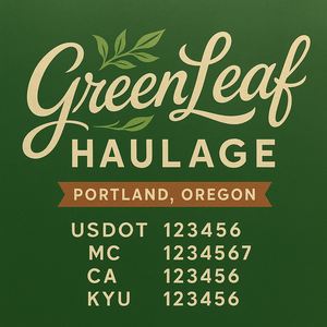 Custom Designed Truck Door Decal With Company or Trucking Name, Location, USDOT, MC, CA, KYU or GVW Sticker Sign For Compliance (2-Pack)
