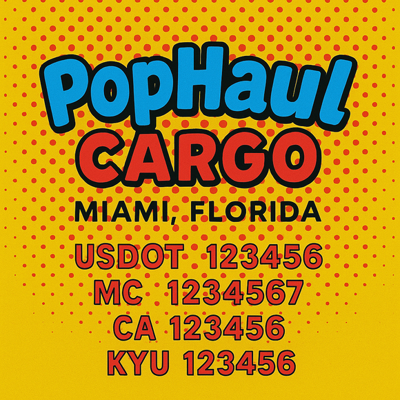 Custom Designed Truck Door Decal With Company or Trucking Name, Location, USDOT, MC, CA, KYU or GVW Sticker Sign For Compliance (2-Pack)