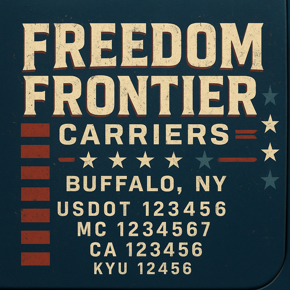 Custom Designed Truck Door Decal With Company or Trucking Name, Location, USDOT, MC, CA, KYU or GVW Sticker Sign For Compliance (2-Pack)
