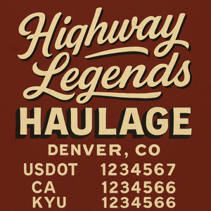 Custom Designed Truck Door Decal With Company or Trucking Name, Location, USDOT, MC, CA, KYU or GVW Sticker Sign For Compliance (2-Pack)