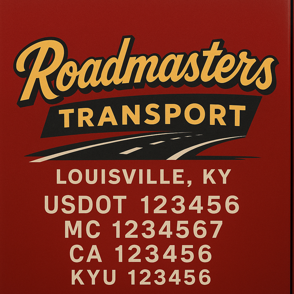 Custom Designed Truck Door Decal With Company or Trucking Name, Location, USDOT, MC, CA, KYU or GVW Sticker Sign For Compliance (2-Pack)