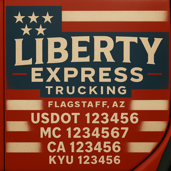 Custom Designed Truck Door Decal With Company or Trucking Name, Location, USDOT, MC, CA, KYU or GVW Sticker Sign For Compliance (2-Pack)