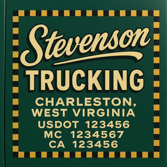 Custom Designed Truck Door Decal With Company or Trucking Name, Location, USDOT, MC, CA, KYU or GVW Sticker Sign For Compliance (2-Pack)