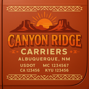 Custom Designed Truck Door Decal With Company or Trucking Name, Location, USDOT, MC, CA, KYU or GVW Sticker Sign For Compliance (2-Pack)