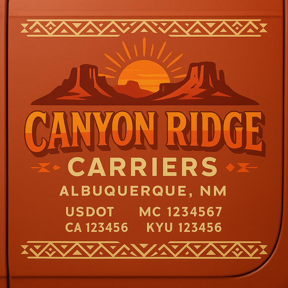 Custom Designed Truck Door Decal With Company or Trucking Name, Location, USDOT, MC, CA, KYU or GVW Sticker Sign For Compliance (2-Pack)