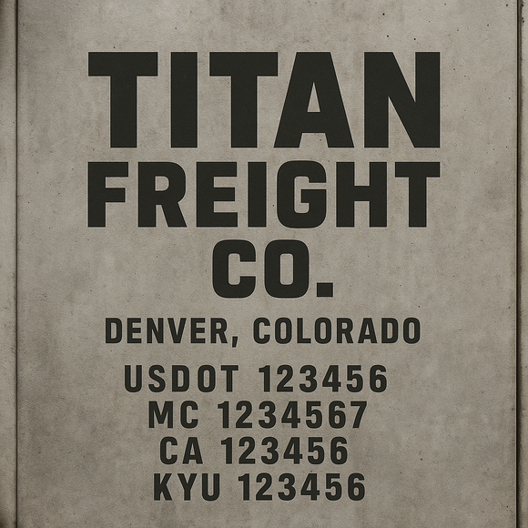 Custom Designed Truck Door Decal With Company or Trucking Name, Location, USDOT, MC, CA, KYU or GVW Sticker Sign For Compliance (2-Pack)