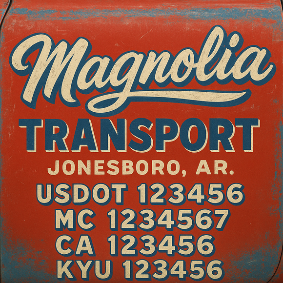 Custom Designed Truck Door Decal With Company or Trucking Name, Location, USDOT, MC, CA, KYU or GVW Sticker Sign For Compliance (2-Pack)
