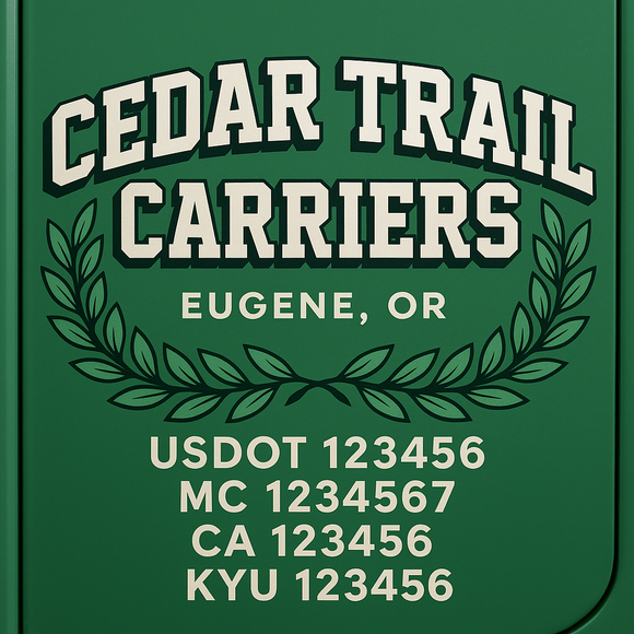 Custom Designed Truck Door Decal With Company or Trucking Name, Location, USDOT, MC, CA, KYU or GVW Sticker Sign For Compliance (2-Pack)