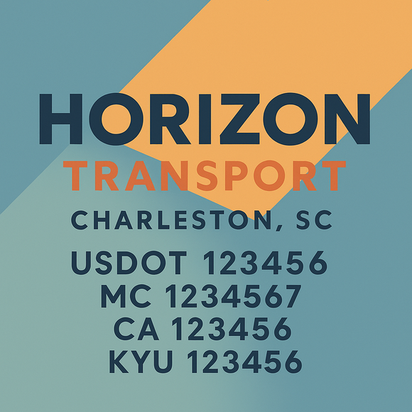 Custom Designed Truck Door Decal With Company or Trucking Name, Location, USDOT, MC, CA, KYU or GVW Sticker Sign For Compliance (2-Pack)