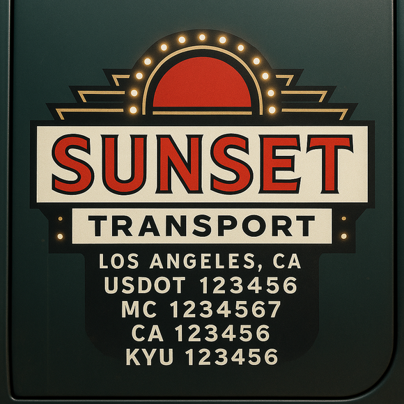 Custom Designed Truck Door Decal With Company or Trucking Name, Location, USDOT, MC, CA, KYU or GVW Sticker Sign For Compliance (2-Pack)
