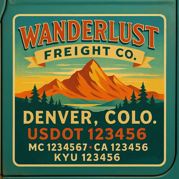 Custom Designed Truck Door Decal With Company or Trucking Name, Location, USDOT, MC, CA, KYU or GVW Sticker Sign For Compliance (2-Pack)