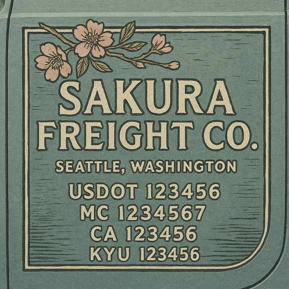 Custom Designed Truck Door Decal With Company or Trucking Name, Location, USDOT, MC, CA, KYU or GVW Sticker Sign For Compliance (2-Pack)