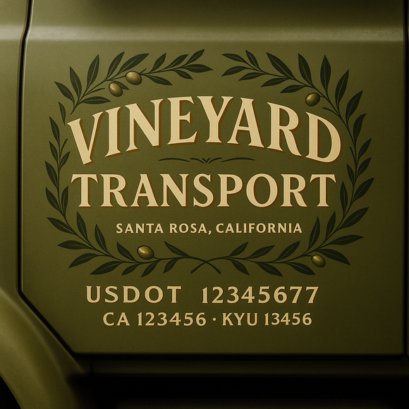 Custom Designed Truck Door Decal With Company or Trucking Name, Location, USDOT, MC, CA, KYU or GVW Sticker Sign For Compliance (2-Pack)