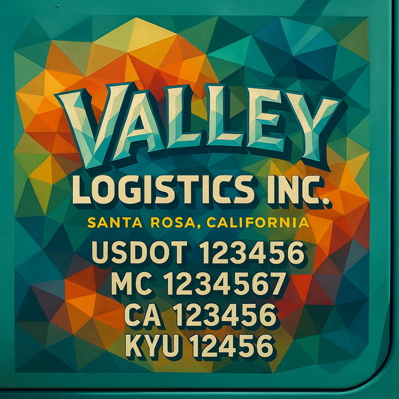 Custom Designed Truck Door Decal With Company or Trucking Name, Location, USDOT, MC, CA, KYU or GVW Sticker Sign For Compliance (2-Pack)