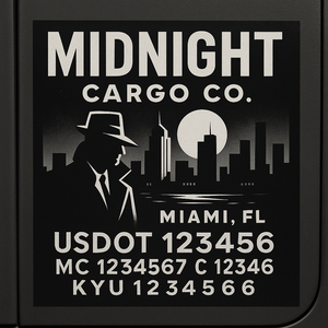 Custom Designed Truck Door Decal With Company or Trucking Name, Location, USDOT, MC, CA, KYU or GVW Sticker Sign For Compliance (2-Pack)