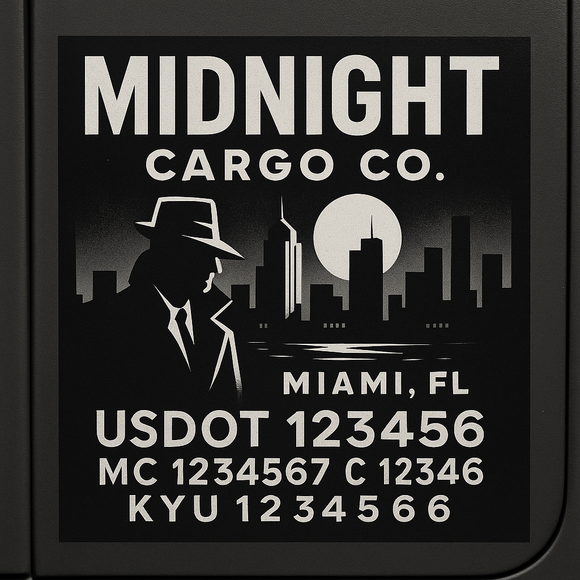 Custom Designed Truck Door Decal With Company or Trucking Name, Location, USDOT, MC, CA, KYU or GVW Sticker Sign For Compliance (2-Pack)