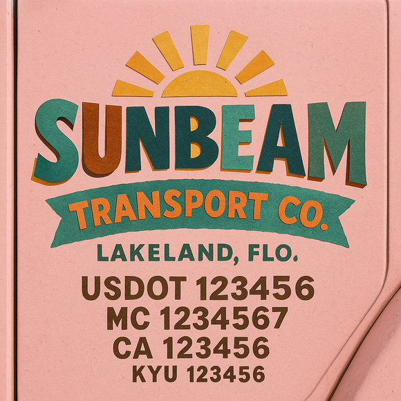 Custom Designed Truck Door Decal With Company or Trucking Name, Location, USDOT, MC, CA, KYU or GVW Sticker Sign For Compliance (2-Pack)