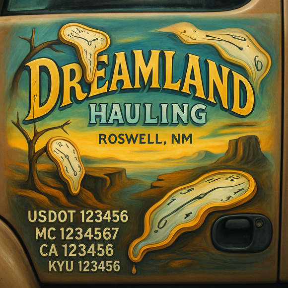 Custom Designed Truck Door Decal With Company or Trucking Name, Location, USDOT, MC, CA, KYU or GVW Sticker Sign For Compliance (2-Pack)