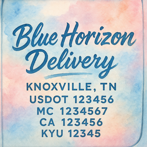Custom Designed Truck Door Decal With Company or Trucking Name, Location, USDOT, MC, CA, KYU or GVW Sticker Sign For Compliance (2-Pack)